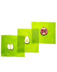 Three green etee sustainable beeswax food wraps