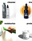Beauty Starter Bundle - Vitamin C Serum, Facial cleanser + Bottle, Moisturizer + Jar, Sunscreen+Jar