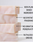 Infographic of etee dish soap bars with text "100% plant based ingredients, no synthetic fragrance, no unnatural preservatives, ruthless on grease"