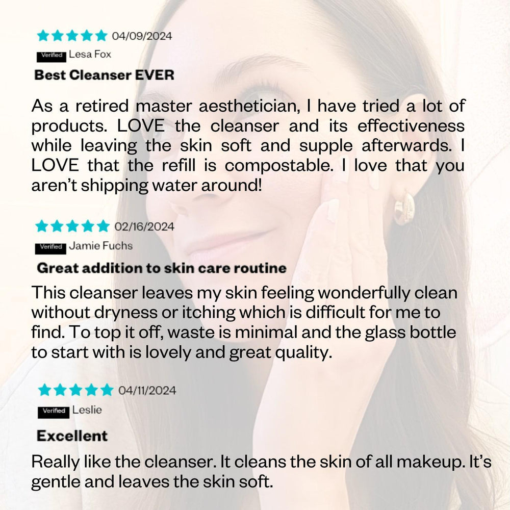 Gentle Facial cleanser with Ceramides, Goji Berry and Ginseng - Super concentrated, low emissions, zero plastic