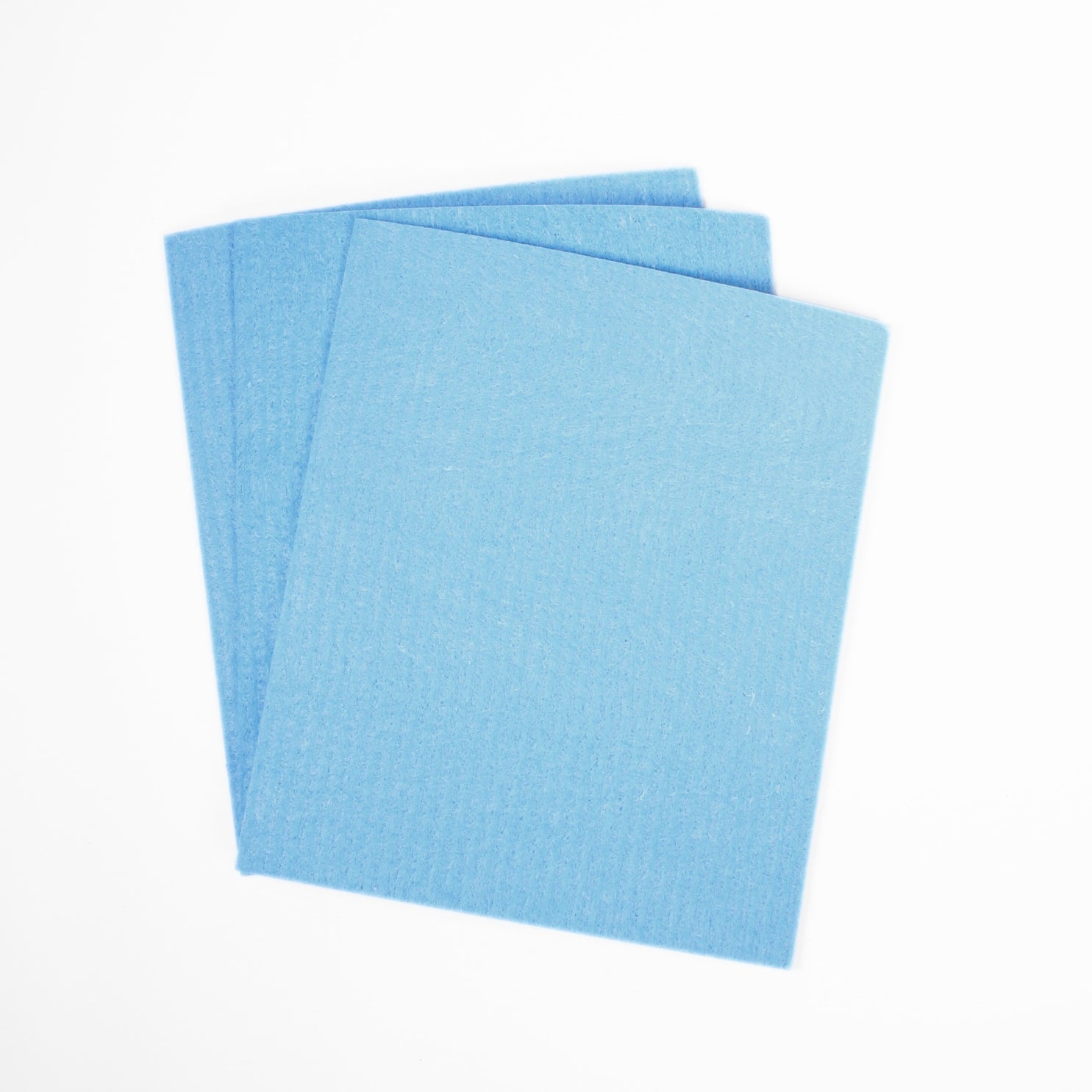 Three layered blue cellulose cloths (reusable paper towel)