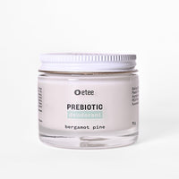 etee prebiotic deodorant in 'bergamot pine' scent on white background