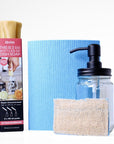Kit vaisselle aux agrumes - Liquide vaisselle aux agrumes, chiffon en cellulose, éponge à récurer et distributeur pour verres