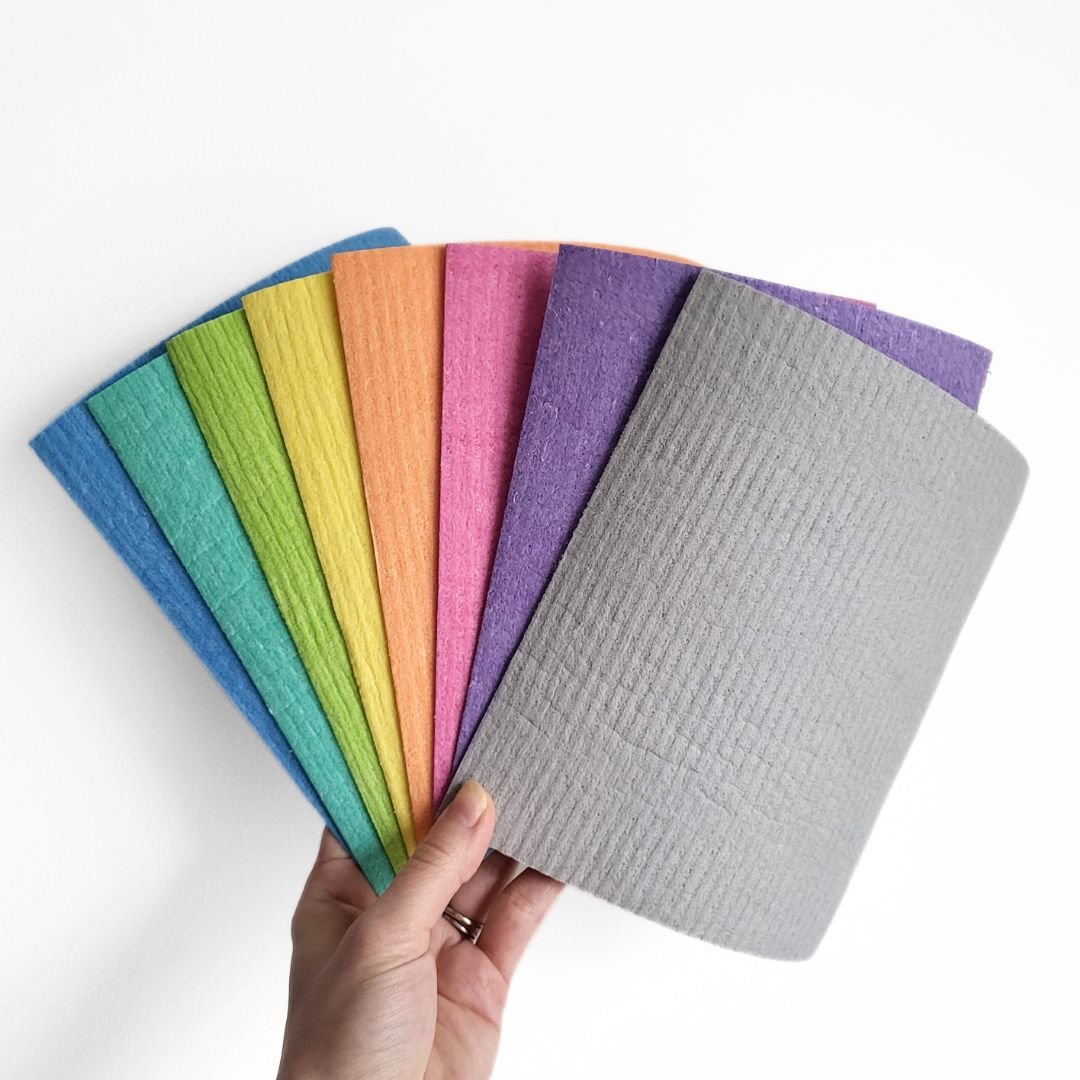 Kit vaisselle aux agrumes - Liquide vaisselle aux agrumes, chiffon en cellulose, éponge à récurer et distributeur pour verres